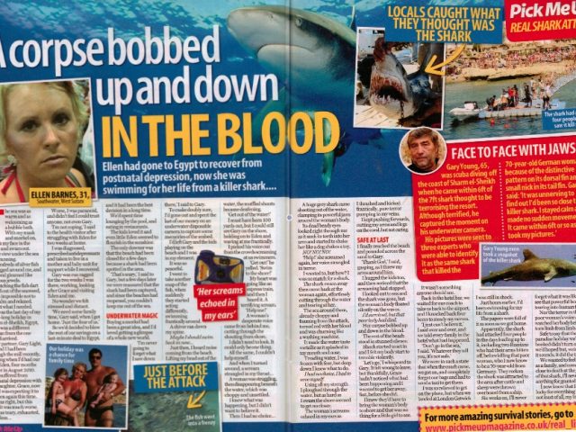 A corpse bobbed up and down IN THE BLOOD