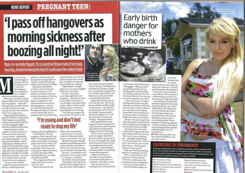 I pass off hangovers as morning sickness after boozing all night