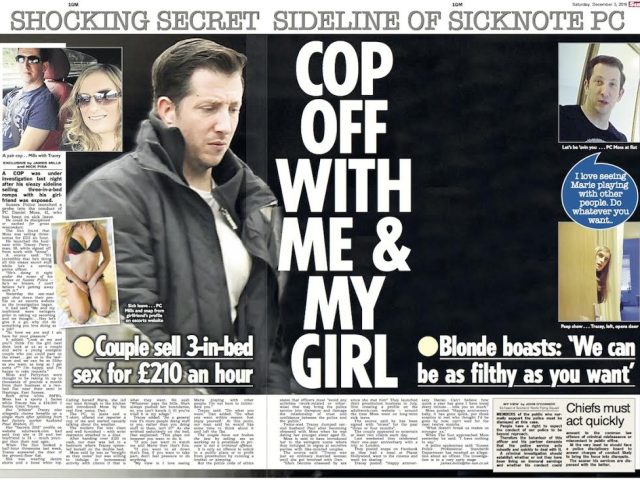 Sleazy PC selling three-in-a-bed romps for £210 an hour after being signed off work for ‘stress’